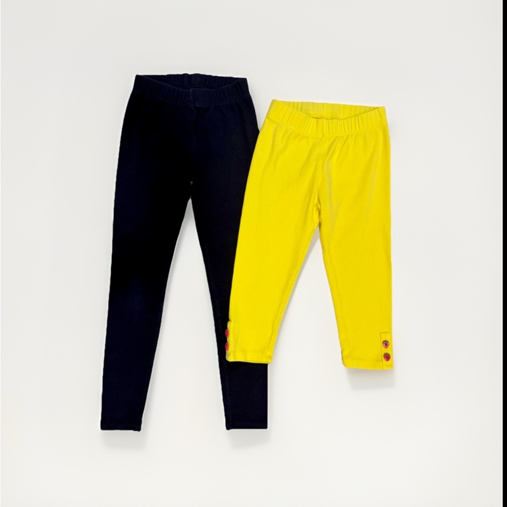Gymboree Girls Sz 7 Lot of 2 Yellow Capri Strawberry Button Navy Full Length Bun